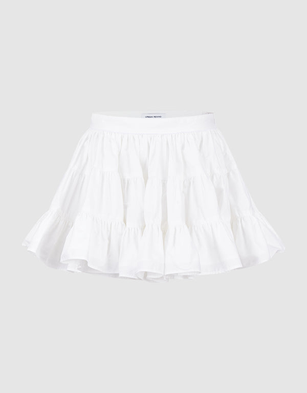 Elastic Waist Mini A-Line Skirt