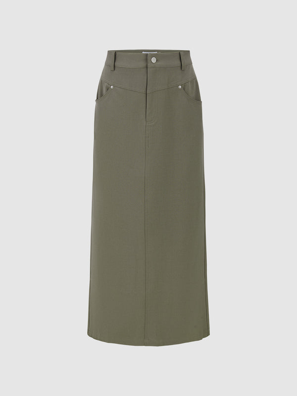 Straight Skirt With Belt