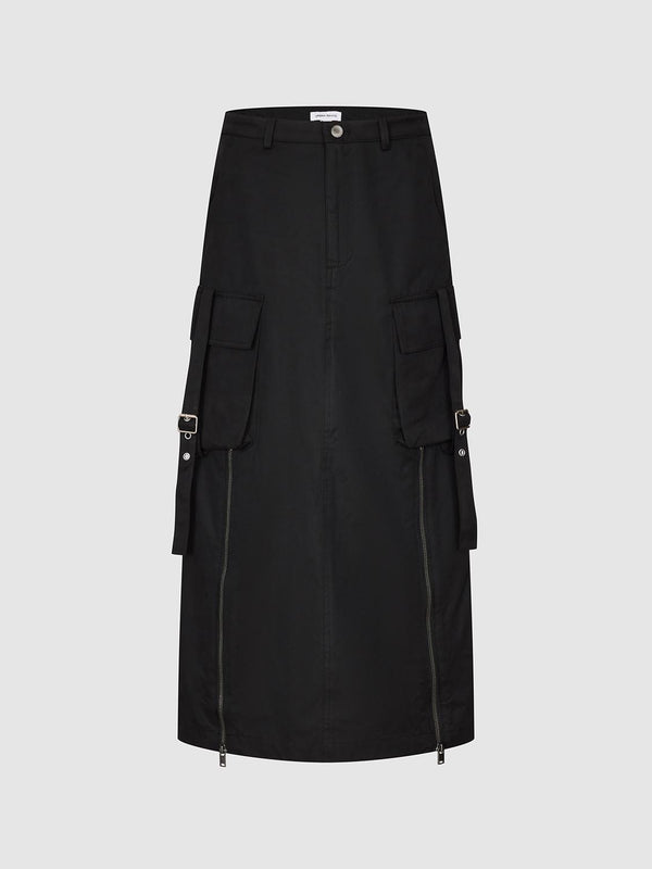 Pockets Cargo Straight Midi Skirts