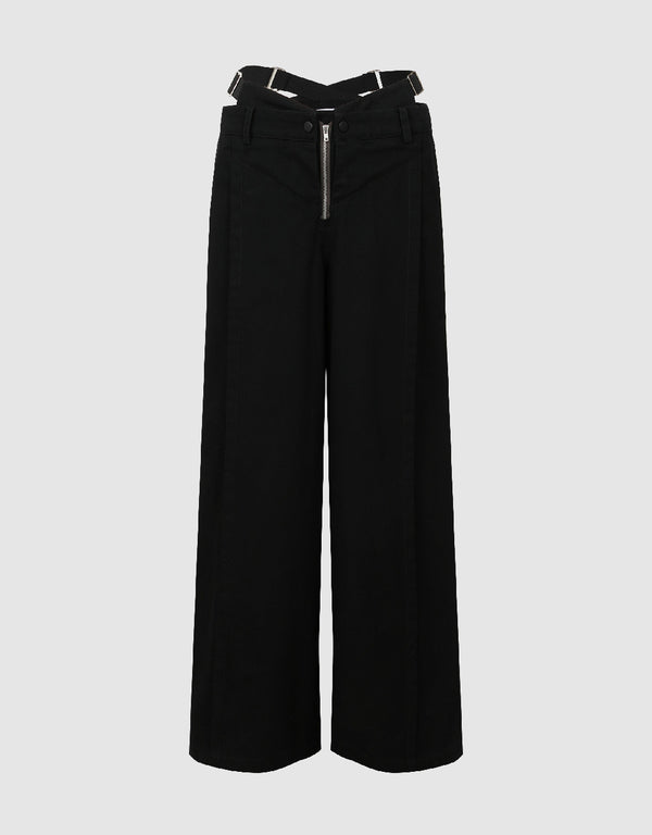 Cut-Out Wide-Leg Pants