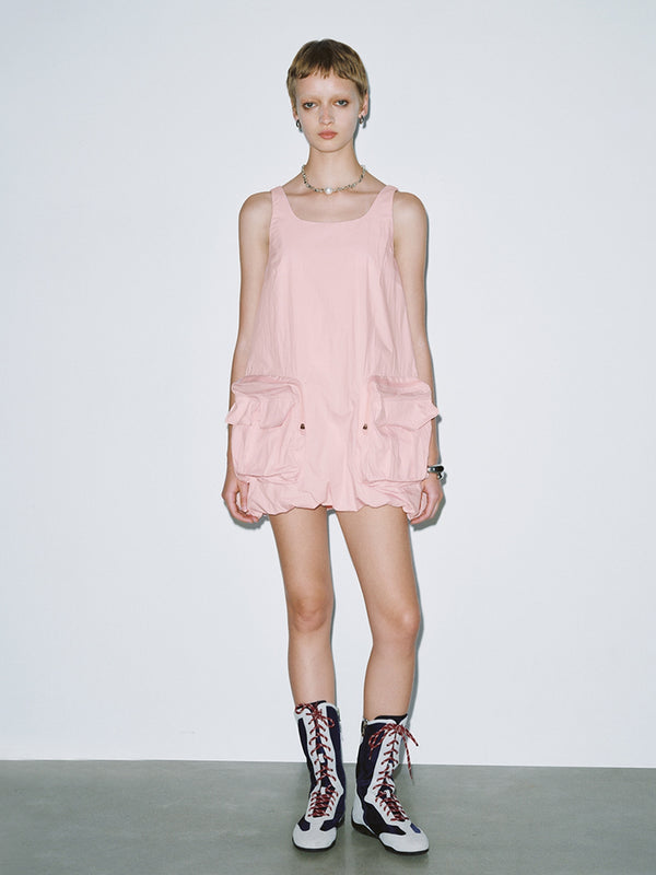 Flap Pocket Loose A-Line Dresses