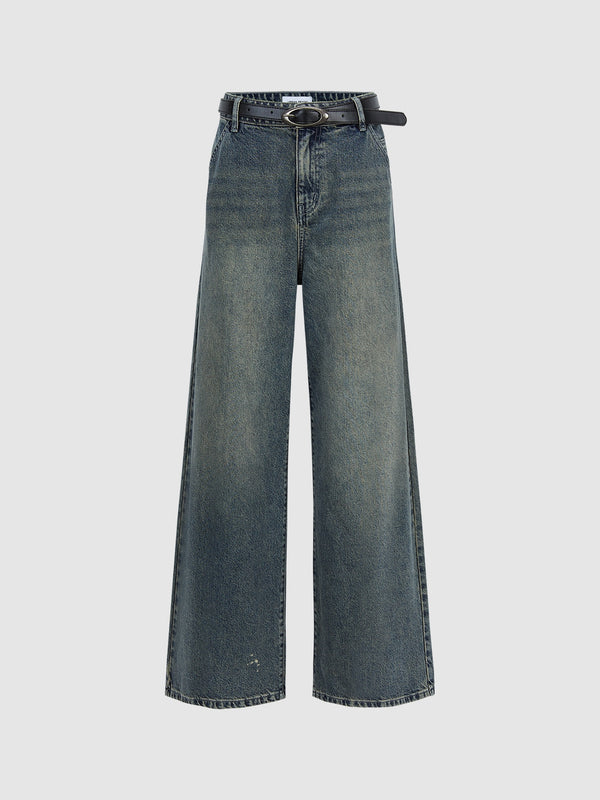 Wide-Leg Jeans With Belt