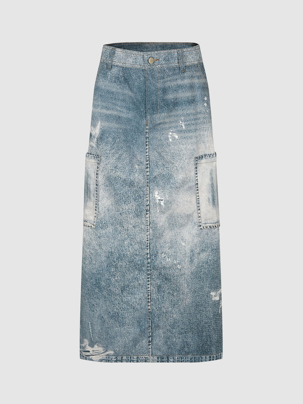 Straight Denim Skirt