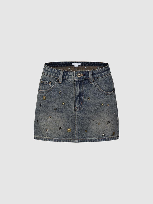 Embellished Denim Mini Skirts