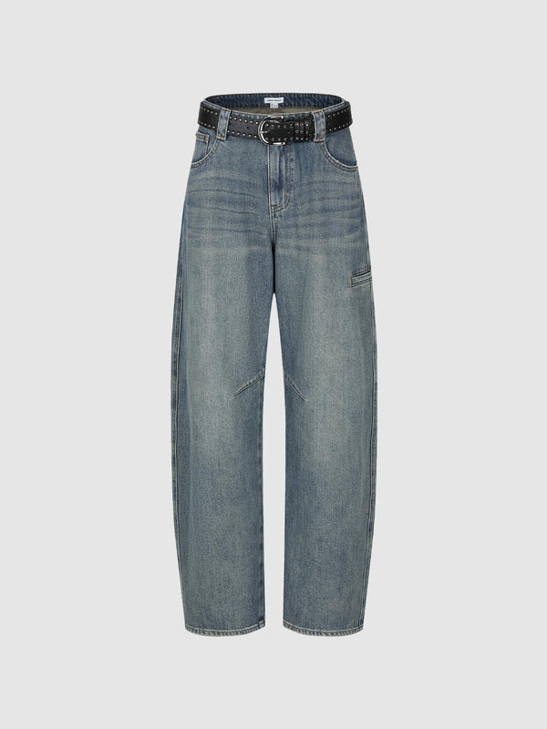 Loose Fit Barrel Leg Jeans