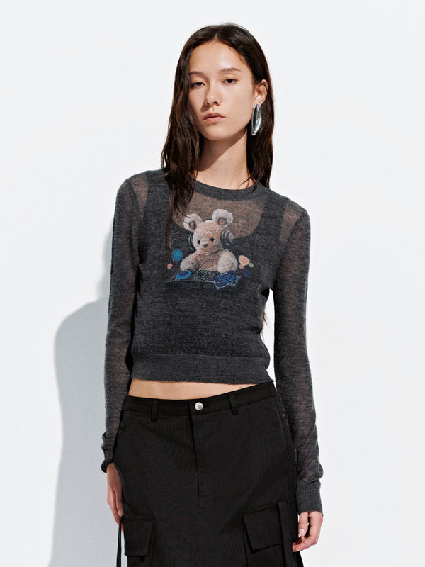 Printed Long Sleeve Knitted T-Shirts