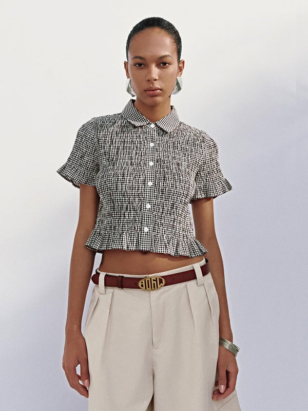 Ruffle Hem Plaid Shirts