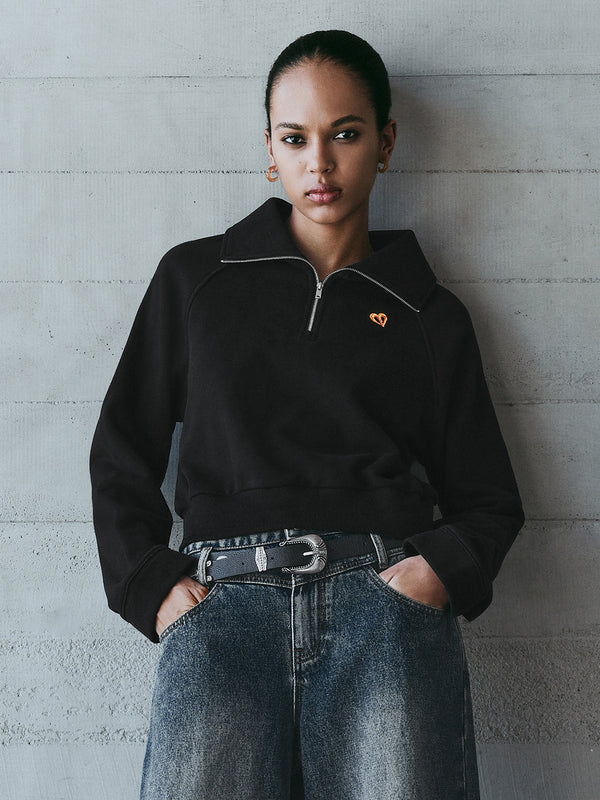 Zip Up Front Loose Sweatshirts