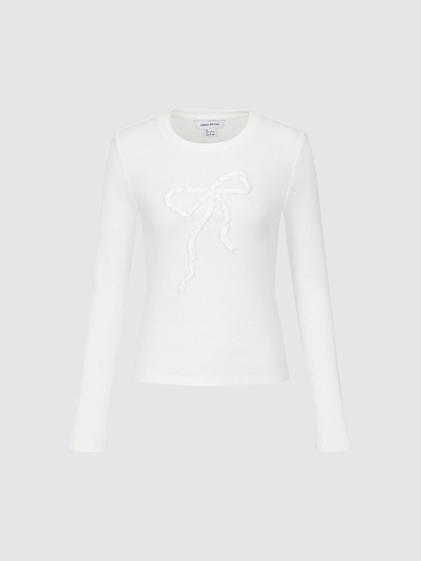 Flare Sleeve Bow Print T-Shirts