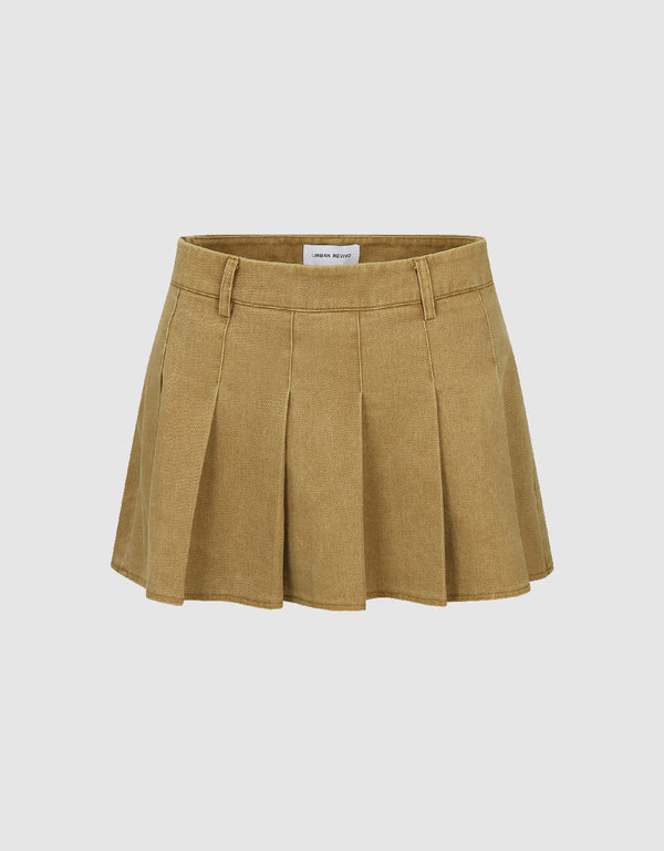 Pleated Mini A-Line Skirt