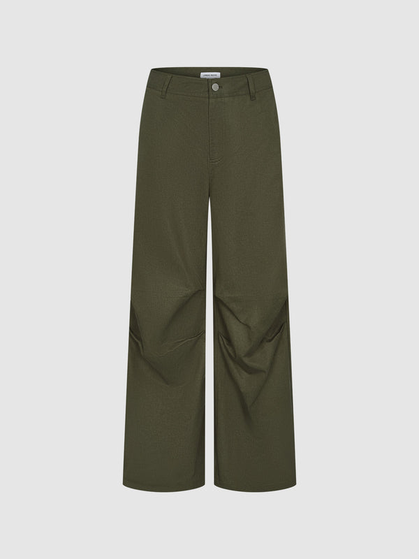 Ruched Wide-Leg Pants