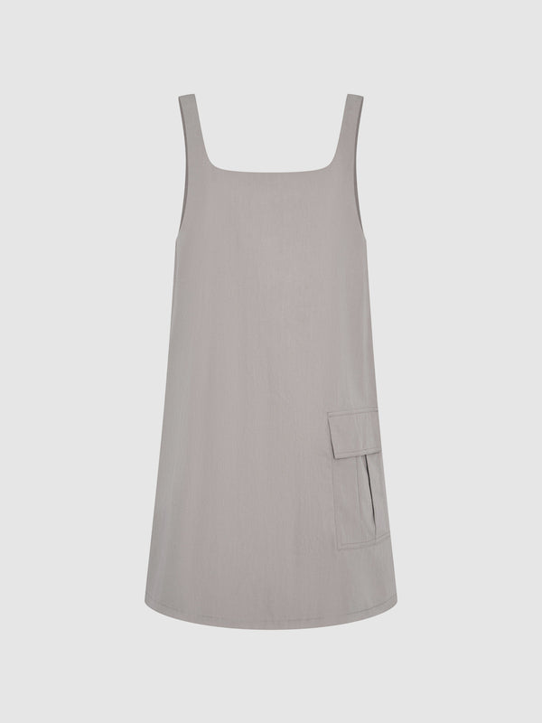 Sleeveless Square-cut Collar A-Line Dress