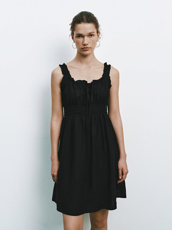 Shirred Ruffle Mini Dresses