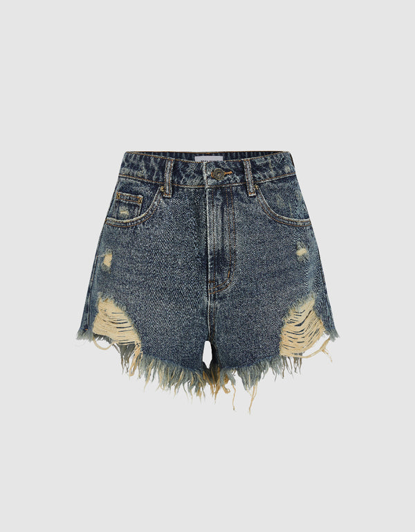 Raw Hem Denim Shorts