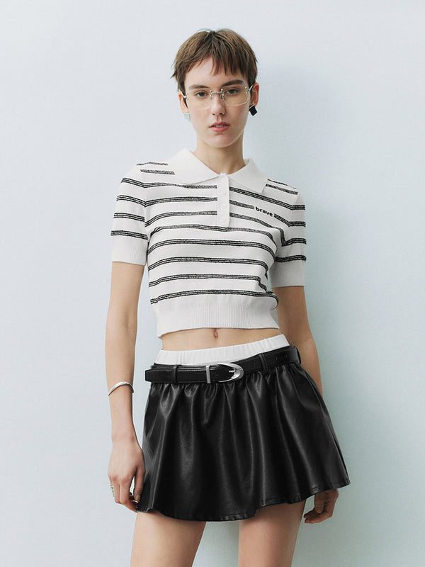 Striped Cropped Knitted T-Shirts