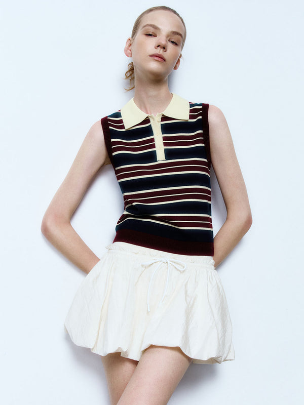 Sleeveless Striped Knitted T-Shirts